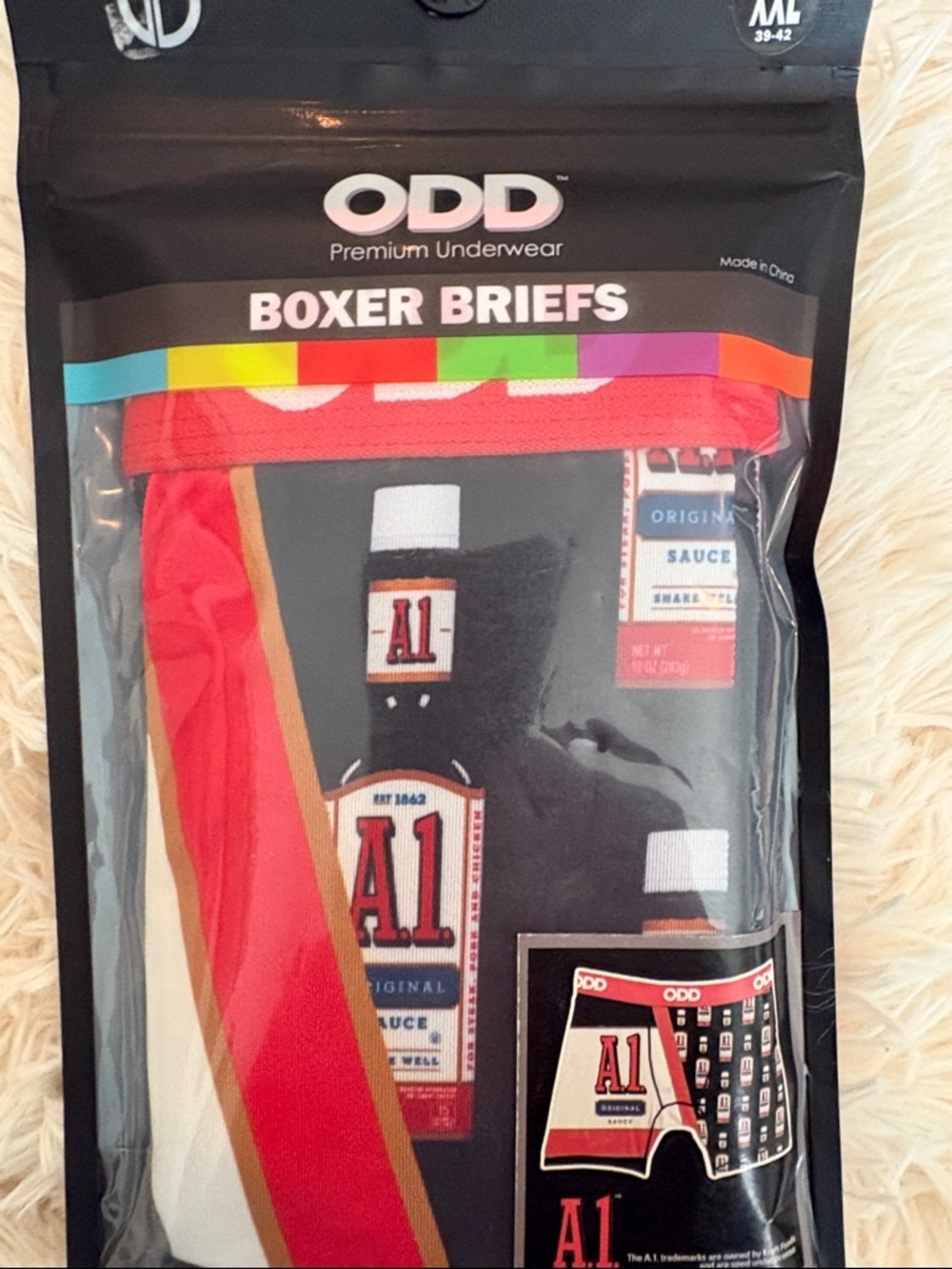 ODD A1 Print Boxer Briefs - Men's Red & Black Stretch Underwear